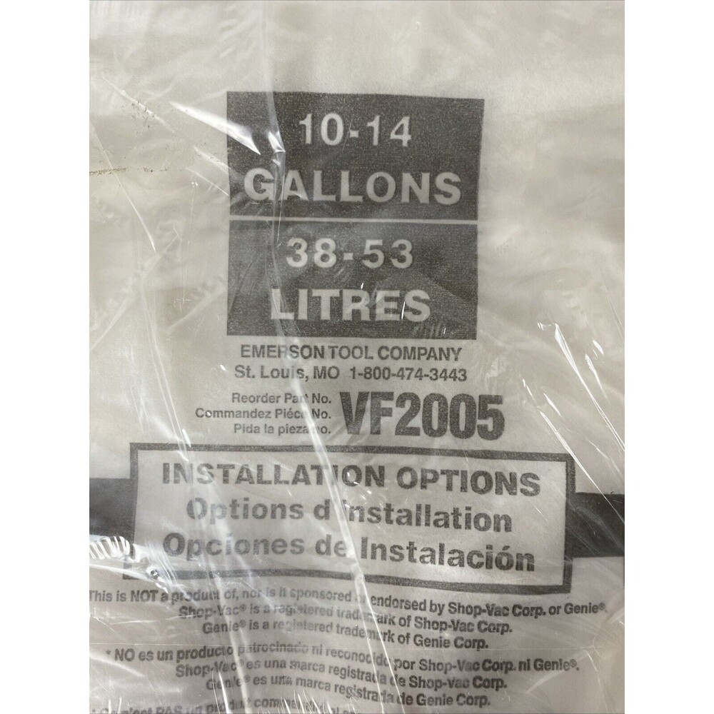 Wet Dry Vacuum Bags 10-14 Gal 6 Pack VF2005 Dirt Dust Bags
